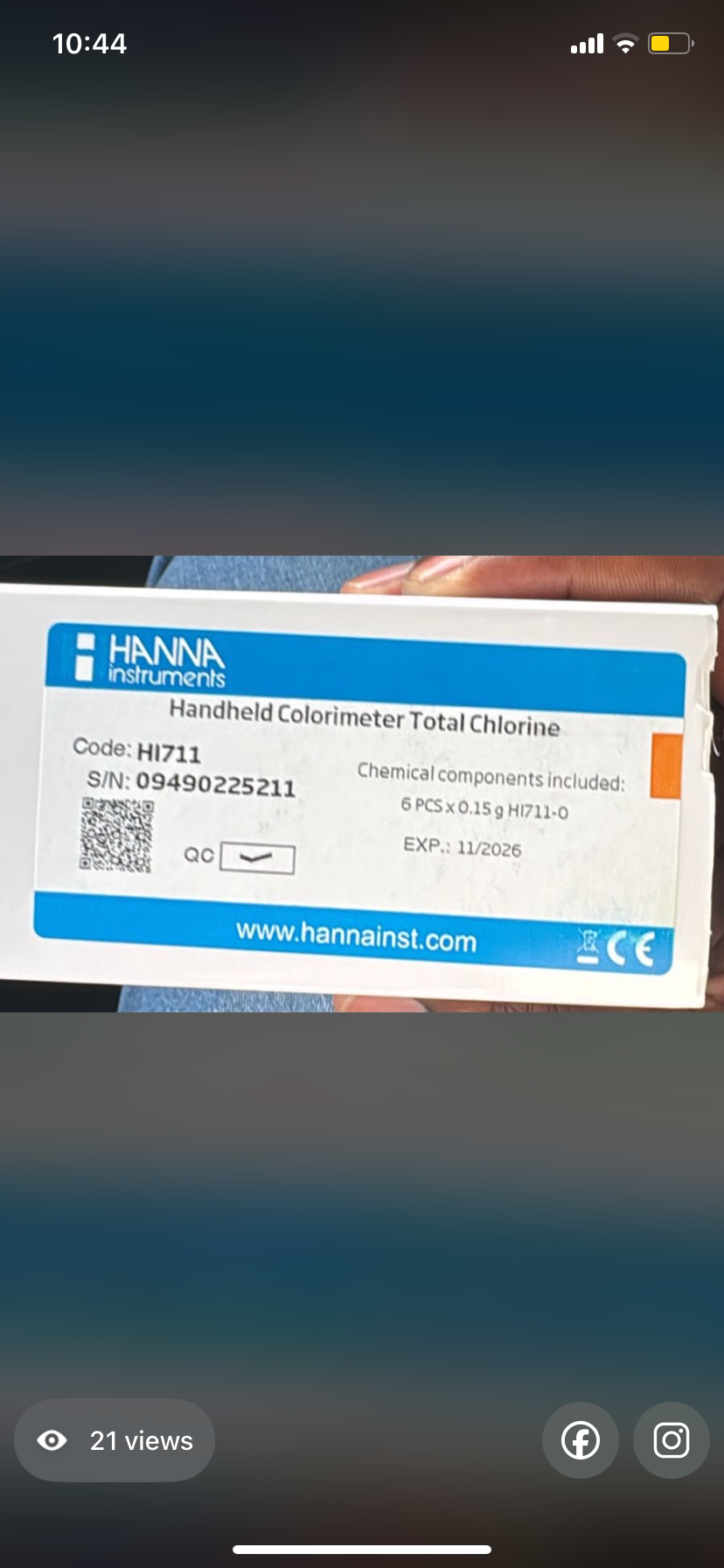 TOTAL CHLORINE CHECKER HI-711 HANNA