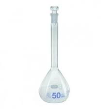 VOLUMETRIC FLASK 50ML (DURAN) PLASTIC STOPPER