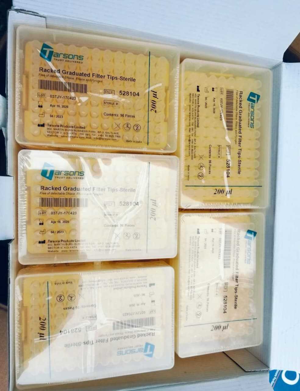 Sterile filter tips Racked-TARSONS (960) 200UL