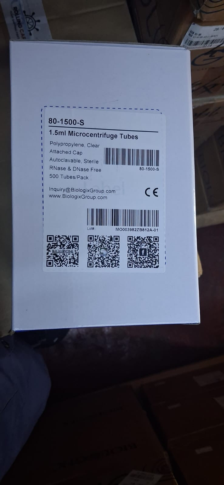 Microcentrifuge 1.5ml with screw cap (BIOLOGIX) pkt of 500