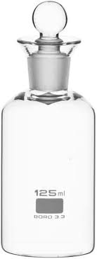 BOTTLE BOD WITH IC GLASS STOPPER AND PLACTIC CAP 125ML (BOROSIL®) 1250017