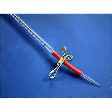 BURETTE 50ML-RUBBER WITH PINCH CLIP & GLASS TIP (INDIA) AMBER GRADUATION