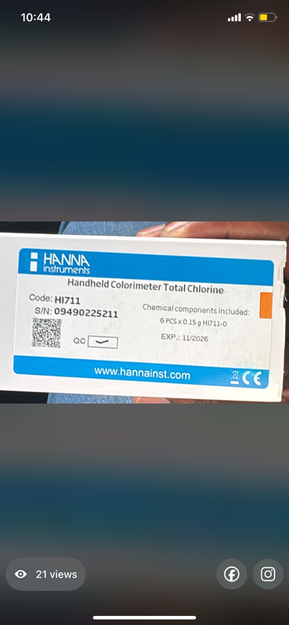 TOTAL CHLORINE CHECKER HI-711 HANNA