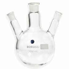 FLASK BOILING-ROUND BOTTOM 3 NECK 1000ML. 24/29, 19/26 (BOROSIL®)