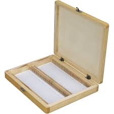 MICROSCOPE SLIDE BOX FOR 100 SLIDES WOODEN