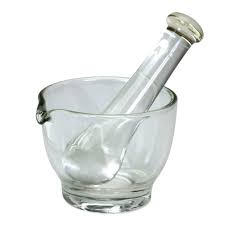 MORTAR AND PESTLE 4" GLASS