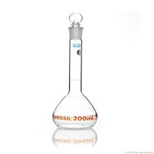 VOLUMETRIC FLASK 200ML (BOROSIL®) PLASTIC STOPPER CLASS B